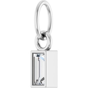 14K White Gold Straight Baguette 4 X 2Mm Gh Vs 1/10 Ctw Lab Grown Diamond Solitaire Pendant