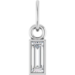 14K White Gold Straight Baguette 5 X 2Mm Ghi Si2-Si3 1/6 Ctw Natural Diamond Solitaire Pendant