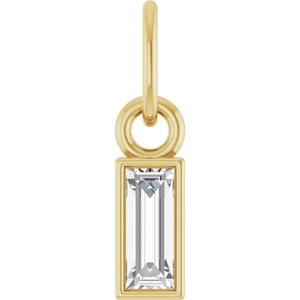 14K Yellow Gold Straight Baguette 5 X 2Mm Gh Vs 1/6 Ctw Lab Grown Diamond Solitaire Pendant
