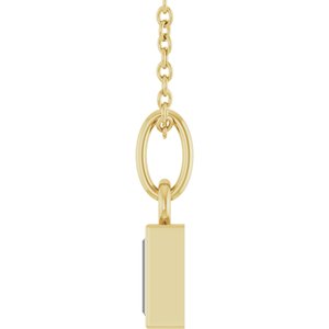 14K Yellow Gold Straight Baguette 5 X 2Mm Gh Vs 1/6 Ctw Lab Grown Diamond Solitaire Necklace, Length: 18 Mm