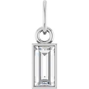 14K White Gold Straight Baguette 6 X 3Mm Gh Vs 3/8 Ctw Lab Grown Diamond Solitaire Pendant