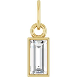 14K Yellow Gold Straight Baguette 6 X 3Mm Gh Vs 3/8 Ctw Lab Grown Diamond Solitaire Pendant