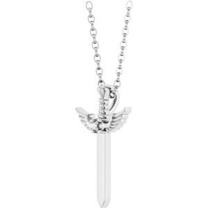 Sterling Silver Round 2 Mm  Natural Ruby Dagger Necklace, Length: 18 In