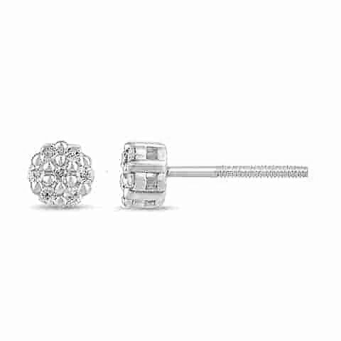 10K Yellow Or White Or Rose Gold 0.06-0.07  Cttw Diamond Flower Earring