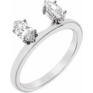 14K White Gold Lab-Grown Diamond Marquise 6.54 X 3.27 Mm Polished 1/2 Ctw Lab-Grown Diamond Wrap-Style Ring Enhancer Size 7
