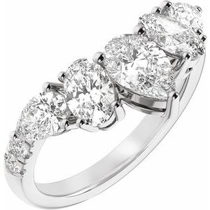 14K White Gold Pear 7.75 X 4.65 Mm Polished 2 Ctw Lab-Grown Diamond Contour Band Size 7