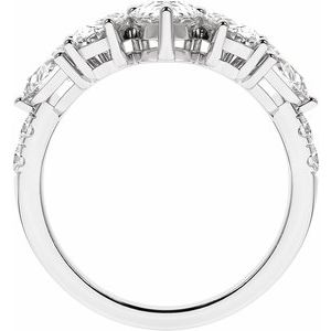 14K White Gold Pear 7.75 X 4.65 Mm Polished 2 Ctw Lab-Grown Diamond Contour Band Size 7