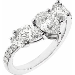 14K White Gold Lab-Grown Diamond Pear 7.75 X 4.65 Mm Lab-Grown Diamond Polished 1 1/2Ctw Lab-Grown Diamond Contour Band Size 7