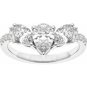 14K White Gold Lab-Grown Diamond Pear 7.75 X 4.65 Mm Lab-Grown Diamond Polished 1 1/2Ctw Lab-Grown Diamond Contour Band Size 7
