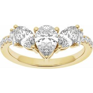 14K Yellow Gold Lab-Grown Diamond Pear 7.75 X 4.65 Mm Lab-Grown Diamond Polished 1 1/2Ctw Lab-Grown Diamond Contour Band Size 7