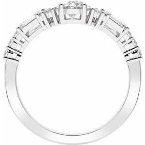 14K White Gold Oval 5.6 X 3.75 Mm Polished 1 Ctw Lab-Grown Diamond Contour Band Size 7