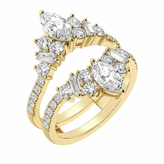 14K Yellow Gold Marquise 7.65 X 3.85 Mm Polished 2 Ctw Lab-Grown Diamond Ring Guard, Size 7