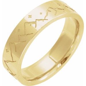 10K Yellow Gold 6 Mm Polished Nature Inspired Band Size 6.5