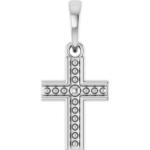 14K Yellow Gold Or Sterling Silver 18.5 X 8.4 Mm Polished Beaded Cross Pendant
