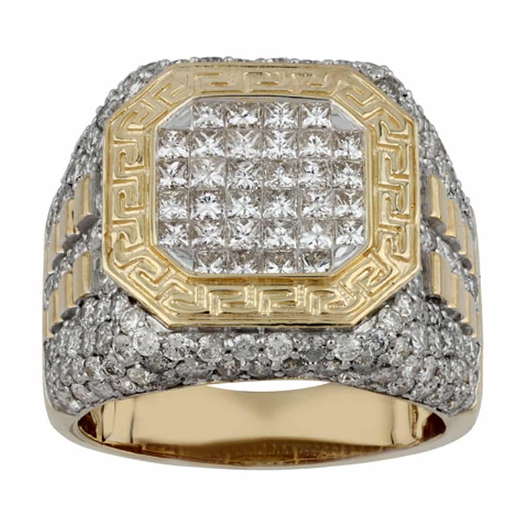 10K Yellow Gold 4.03- 4.11  Cttw Diamond Mens Ring