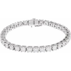 14K White Gold Round 3.75Mm G-H Si1-Si2 8 Ctw Lab-Grown Diamond Line Bracelet, Length: 7.25 In