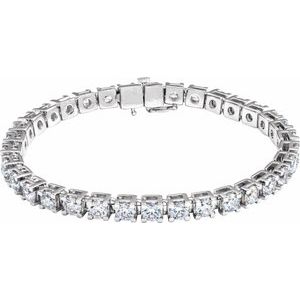 14K White Gold Round 4.25Mm G-H Si1-Si2 10 Ctw Lab-Grown Diamond Line Bracelet, Length: 7.25 In