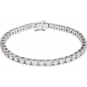 14K White Gold Round 3.4Mm G-H Si1-Si2 6 Ctw Lab-Grown Diamond Line Bracelet, Length: 7.25 In