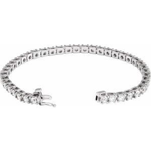 14K White Gold Round 3.4Mm G-H Si1-Si2 6 Ctw Lab-Grown Diamond Line Bracelet, Length: 7.25 In