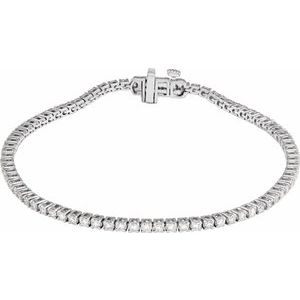 14K White Gold Round 1.8Mm G-H Si1-Si2 2 Ctw Lab-Grown Diamond Line Bracelet, Length: 7 In