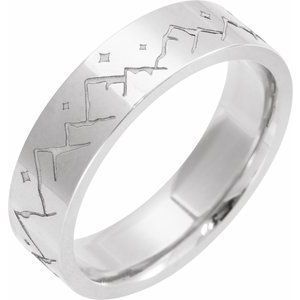 14k Yellow Or White Or Rose Gold Scenic Flat Band
