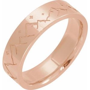 14k Yellow Or White Or Rose Gold Scenic Flat Band