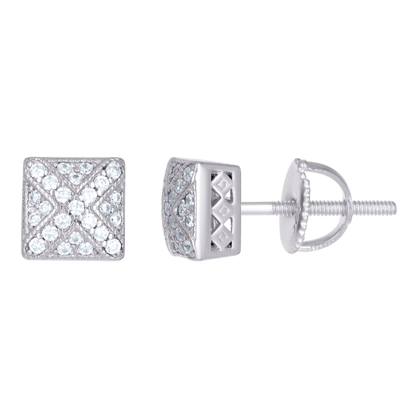Sterling Silver Or Yellow-Tone Womens Moissanite 0.21Ct Square Stud Earrings