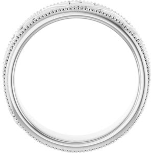 14K Yellow Or White Or Rose Gold Or Sterling Silver Or Platinum Milgrain Edge Floral Flat Band