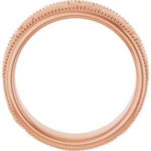 14K Yellow Or White Or Rose Gold Or Sterling Silver Or Platinum Milgrain Edge Floral Flat Band