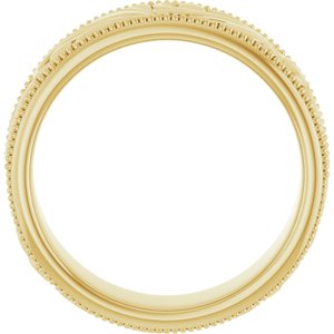 14K Yellow Or White Or Rose Gold Or Sterling Silver Or Platinum Milgrain Edge Floral Flat Band