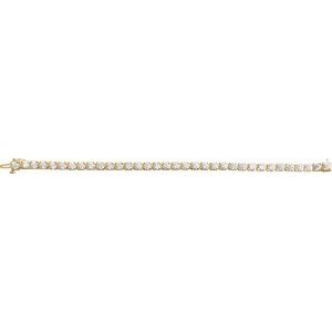 14K Yellow Gold Round 4.25Mm G-H Si1-Si2 10 Ctw Lab-Grown Diamond Line Bracelet, Length: 7.25 In