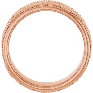 14K Yellow Or White Or Rose Gold Or Sterling Silver Or Platinum Milgrain Edge Floral Flat Band