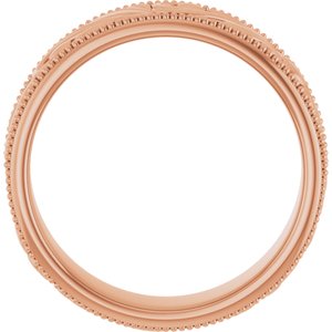 14K Yellow Or White Or Rose Gold Or Sterling Silver Or Platinum Milgrain Edge Floral Flat Band