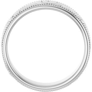14K Yellow Or White Or Rose Gold Or Sterling Silver Or Platinum Milgrain Edge Floral Flat Band