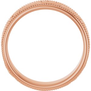 14K Yellow Or White Or Rose Gold Or Sterling Silver Or Platinum Milgrain Edge Floral Flat Band