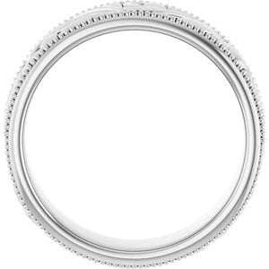 14K Yellow Or White Or Rose Gold Or Sterling Silver Or Platinum Milgrain Edge Floral Flat Band