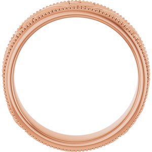 14K Yellow Or White Or Rose Gold Or Sterling Silver Or Platinum Milgrain Edge Floral Flat Band