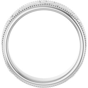 14K Yellow Or White Or Rose Gold Or Sterling Silver Or Platinum Milgrain Edge Floral Flat Band