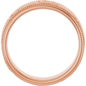 14K Yellow Or White Or Rose Gold Or Sterling Silver Or Platinum Milgrain Edge Floral Flat Band