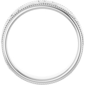 14K Yellow Or White Or Rose Gold Or Sterling Silver Or Platinum Milgrain Edge Floral Flat Band