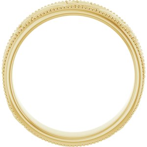 18K Yellow Or White Or Rose Gold Milgrain Edge Floral Flat Band