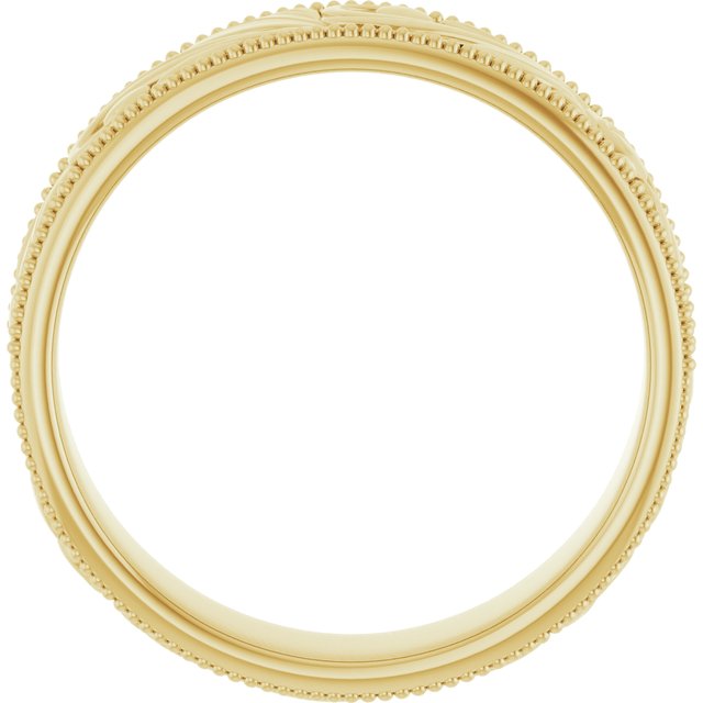 14K Yellow Or White Gold Or Sterling Silver Or Platinum 3.2 Mm Polished Milgrain Edge Floral Standard-Fit Flat Band