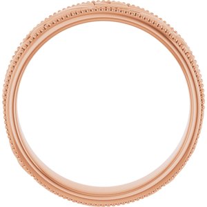 14K Yellow Or White Or Rose Gold Or Sterling Silver Or Platinum Milgrain Edge Floral Flat Band