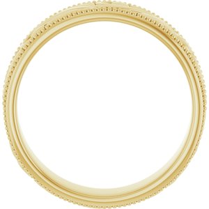 18K Yellow Or White Or Rose Gold Milgrain Edge Floral Flat Band