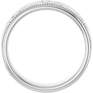 14K Yellow Or White Or Rose Gold Or Sterling Silver Or Platinum Milgrain Edge Floral Flat Band