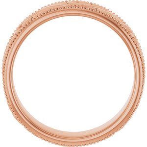 14K Yellow Or White Or Rose Gold Or Sterling Silver Or Platinum Milgrain Edge Floral Flat Band