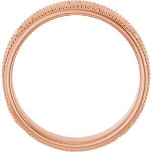 14K Yellow Or White Or Rose Gold Or Sterling Silver Or Platinum Milgrain Edge Floral Flat Band