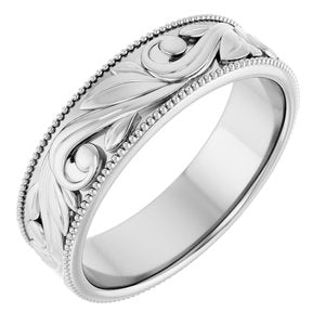 14K Yellow Or White Gold 6 Mm Polished Design-Engraved Band