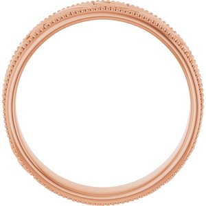 14K Yellow Or White Or Rose Gold Or Sterling Silver Or Platinum Milgrain Edge Floral Flat Band