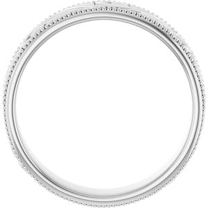 14K Yellow Or White Or Rose Gold Or Sterling Silver Or Platinum Milgrain Edge Floral Flat Band